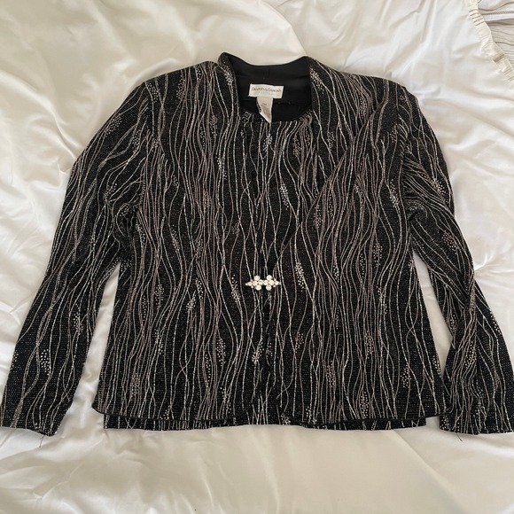 Drapers & Damons Petite Blazer Top Set Medium Black Gold Sparkle Formal Occasion - Picture 1 of 10